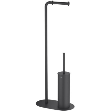 AQ4231MB ОБЕРОН держатель туалетной бумаги с ершиком напольный, матовый черный AQ4231MB