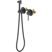 AQ1319MB ЕВРОПА комплект для гигиенического душа встроенный 2 отв. (смеситель + гигиеническая лейка + шланг), матовый черный AQ1319MB