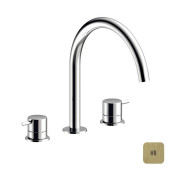Almar Mixers Смеситель для раковины, 3 отв., без донного клапана, цвет: латунь брашированная PVD. E214004.HB
