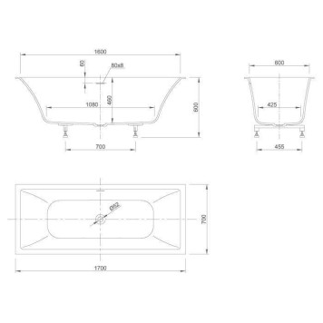 Knief Shape Ванна 170x70x60cм., встраиваемая, click-clack, цвет: белый матовый-8