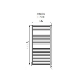 Irsap Ares Полотенцесушитель электрический 58x111.8x3см (22 трубок-2 пром), мощность:400 ватт, с хромир. регулятором темп-ры, провод: 120см, цвет: хром-2