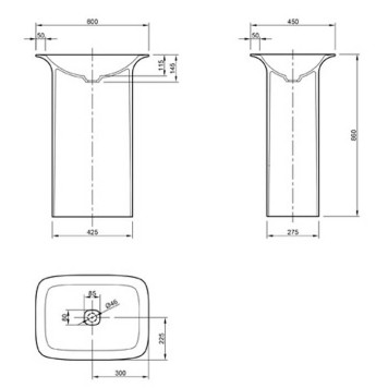 KNIEF Glam Раковина 60х45х86 см, без отв., отдельностоящая, выпуск в пол, цвет: белый матовый-1