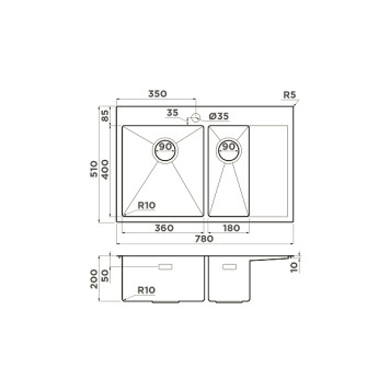 Omoikiri Akisame 78-2-L-LG Кухонная мойка нерж. сталь 78x51 см, цвет: светлое золото 4973087-1