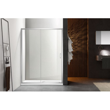 AQ ARI RA 12020CH Душевая дверь двухэлементная, раздвижная1200x2000 профиль хром, стекло прозрачное AQ ARI RA 12020CH