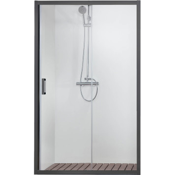 AQ ARI RA 12020BL Душевая дверь двухэлементная, раздвижная1200x2000 профиль черный, стекло прозрачное AQ ARI RA 12020BL