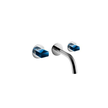Fantini Venezia Смеситель для раковины, настенный, излив: 200 мм, цвет: синий/хром. 29 02 N413SB, 29 02 N448CD, 19 00 5913A