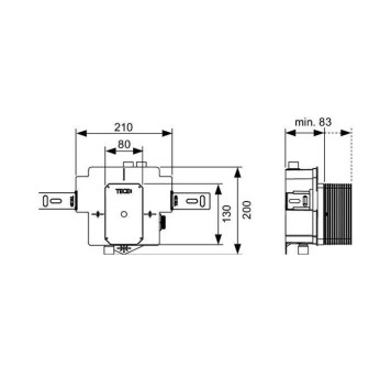 TECE Box U2 Клапан смыва писсура в комбинации с панелями TECE Filo. 9370040-1