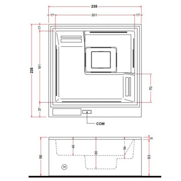 Gruppo Treesse Phantom Минибассейн 235x235x98см., комплектация SP1, г/м+ нагреватель, фиотр-картридж, хромо-я 2, внешняя панель VTR белая , цвет: белый. V322LXBNB22000SI, 322CUGXAN-7