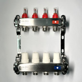 Колл.группа 1 х 4 вых 3/4 с расходомерами и термостатическими вентилями без конц, нерж. сталь