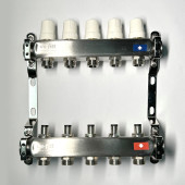 Колл.группа 1 х 5 вых 3/4 с балансировочными и термостатическими вентилями без конц, нерж. cталь