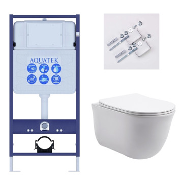 SET AQUATEK КЛАССИК (рама AQUATEK Standard INS-0000012(без клавиши) KKI-0000002 крепления+унитаз КЛАССИК AQ1111-00 с тонким сиденьем soft-close SET AQUATEK КЛАССИК-KKI