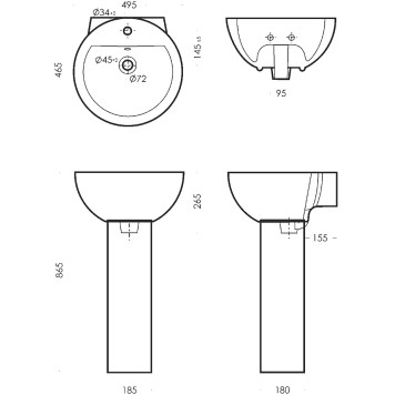 ART 50 Умывальник пьедестальный ВКС Белый S1 (WB.PD/Art/50-C/WHT.G/S1) WB.PD/Art/50-C/WHT.G/S1-5