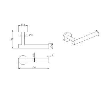 AQ4008MB ВЕГА бумагодержатель, матовый черный AQ4008MB-1