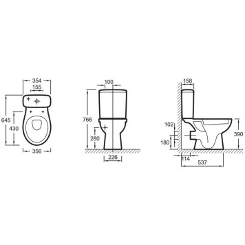 PATIO UJV102-00 безободковый чаша напольного унитаза, белый UJV102-00-1