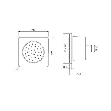 AQ2099MB боковая форсунка 130130, матовый черный AQ2099MB-1