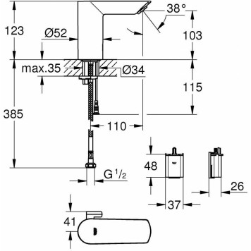 36451000 Bau Cosmopolitan E Смеситель для раковины хром 36451000-4