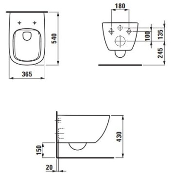 8.2080.2.000.000.1 PALOMBA Подвесной унитаз, безободковый 8.2080.2.000.000.1-1