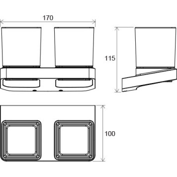 Держатель с двумя стаканами (стекло) TD 220.00 X07P322-1