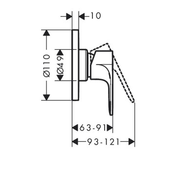 72659670 HG Rebris E смеситель для душа (внешняя часть), матовый черный 72659670-1