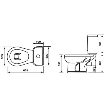 47374110402 (старый арт. 47374130402) Унитаз-компактДораСтандарт/ черный, нижний подвод воды, горизонтальный выпуск 47374110402-2