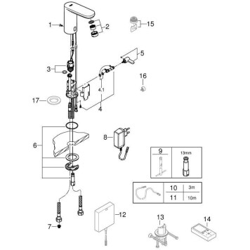 36325001 Eurosmart Cosmopolitan Смеситель инфракрасный для раковины (220 В), хром 36325001-4