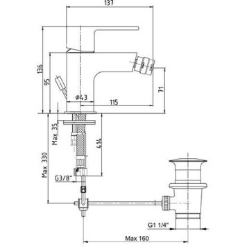 102110151EX NITA смеситель для биде 102110151EX-1