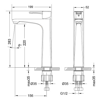 LM0509CEVITTAСмеситель для умывальника монолитный высокий, хром LM0509C-1