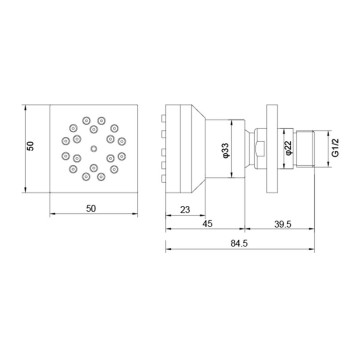 AQ2098MB боковая форсунка 5050, матовый черный AQ2098MB-1