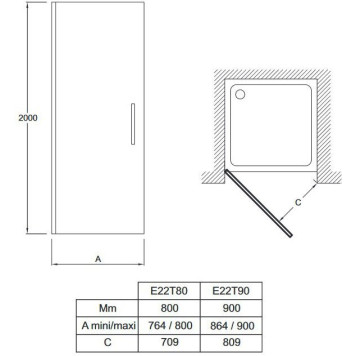 Е22T90-GA CONTRA Распашная дверь 90см E22T90-GA-1