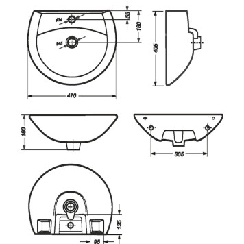 АТТИКА 48 Умывальник пьедестальный ВКС Белый S1 (WB.PD/Attica/48-C/WHT.G/S1) WB.PD/Attica/48-C/WHT.G/S1-1