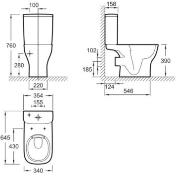 UJAJ102-WTE Struktura чаша напольного унитаза rimless, белая UJAJ102-WTE-2