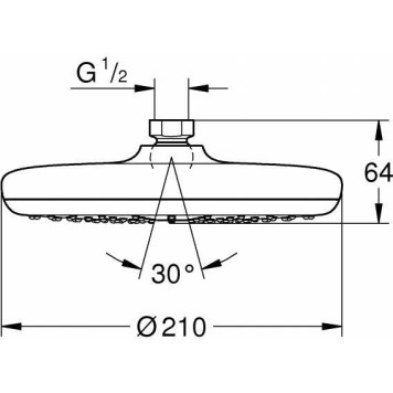 26408000 Tempesta Верхний душ 210 I режим, хром 26408000-2