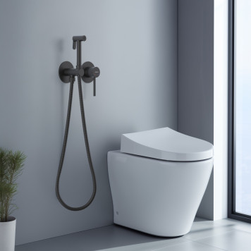 AQ1319MB ЕВРОПА комплект для гигиенического душа встроенный 2 отв. (смеситель + гигиеническая лейка + шланг), матовый черный AQ1319MB-3