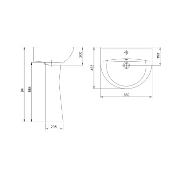 131116S0011B0 Умывальник Виктория с переливом белый 564х453 1.3111.6.S00.11B.0-3