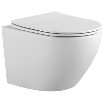 AQ1901-00 ЕВРОПА Унитаз подвесной безободковый 525360320мм, тонкое сиденье с механизмом плавного закрывания, крепеж AQ1901-00