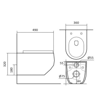 AQ1900T-00 ЕВРОПА Унитаз-компакт подвесной безободковый 490360320мм, смыв TORNADO, тонкое сиденье с механизмом плавного закрывания, крепеж AQ1900T-00-3