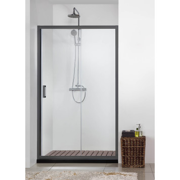 AQ ARI RA 12020BL Душевая дверь двухэлементная, раздвижная1200x2000 профиль черный, стекло прозрачное AQ ARI RA 12020BL-2