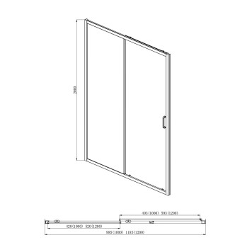 AQ ARI RA 10020GM Душевая дверь двухэлементная, раздвижная1000x2000 профиль оружейная сталь, стекло прозрачное AQ ARI RA 10020GM-3