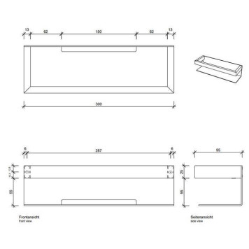 Decor Walther Brick Полка для душа 30х9.5х8см., подвесная, цвет: черный матовый-1
