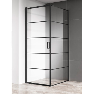 AQM5215-LH-8 Душевой уголок 800х800х1950 мм, стекло 6 мм, прозр., EasyClean, проф. Мат. черный, гор AQM5215-LH-8