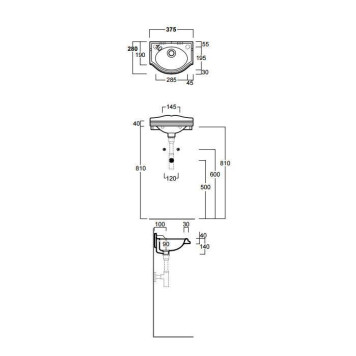 SIMAS Arcade Раковина 37х28 см, 1 отв., цвет: белый-1
