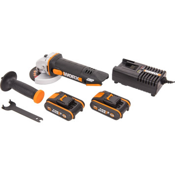 Угловая шлифмашина аккумуляторная WORX WX800,20В, 115 мм, 2*2,0Ач, кейс-1