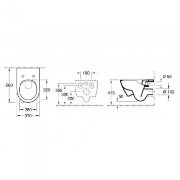 VilleroyBoch Subway 2.0 Унитаз подвесной 370*560*365, безободковый, в комплекте сиденье SlimSeat, микролифт, CeramicPlus, цвет альпийский белый. 5614R2R1-4