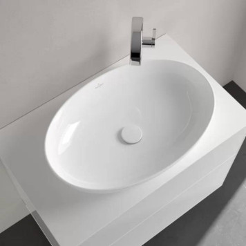 VilleroyBoch Artis Раковина 61х42х12.5см., накладная, без отв., без перелива, TitanCeram, цвет: альпийский белый. 41986101-6