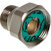 Соединение с накидной гайкой НВ 1/2 x 3/4 с плоской прокладкой никелированное