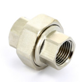 Разъёмное соединение прямое НВ 3/4 с плоской прокладкой, никелированное