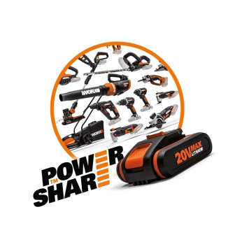 Угловая шлифмашина аккумуляторная WORX WX800,20В, 115 мм, 2*2,0Ач, кейс-2