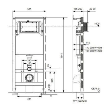 TECEspring Модуль 112см., для установки унитаза, c креплением к стене-1