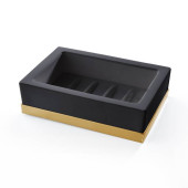 3SC Mood Deluxe Black Мыльница настольная, композит Solid Surface, цвет: чёрный матовый/золото 24к. . MDN01AGD