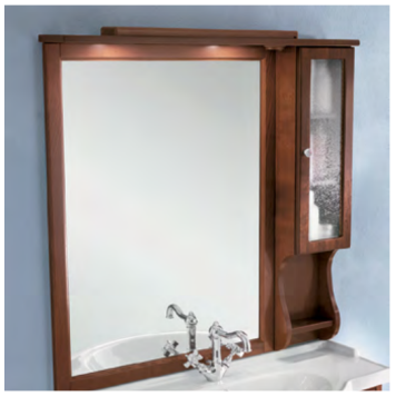 EBAN Singolo DX Зеркало 104x102 см, в раме со шкафчиком правым, цвет: noce. FAC04PO, FCPLS102DN noce*1